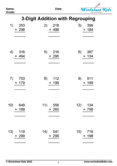regrouping addition worksheets|3 digit addition with regrouping.
